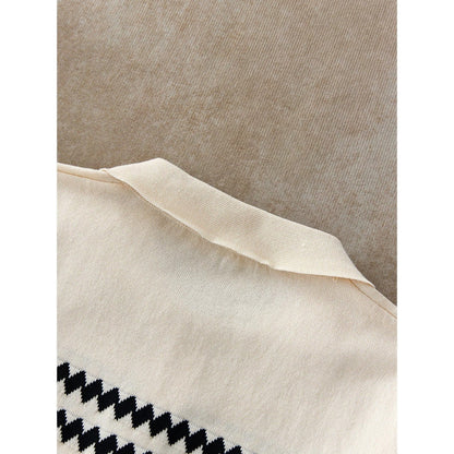 Men's Diamond Jacquard Short Sleeve Knit Sweater