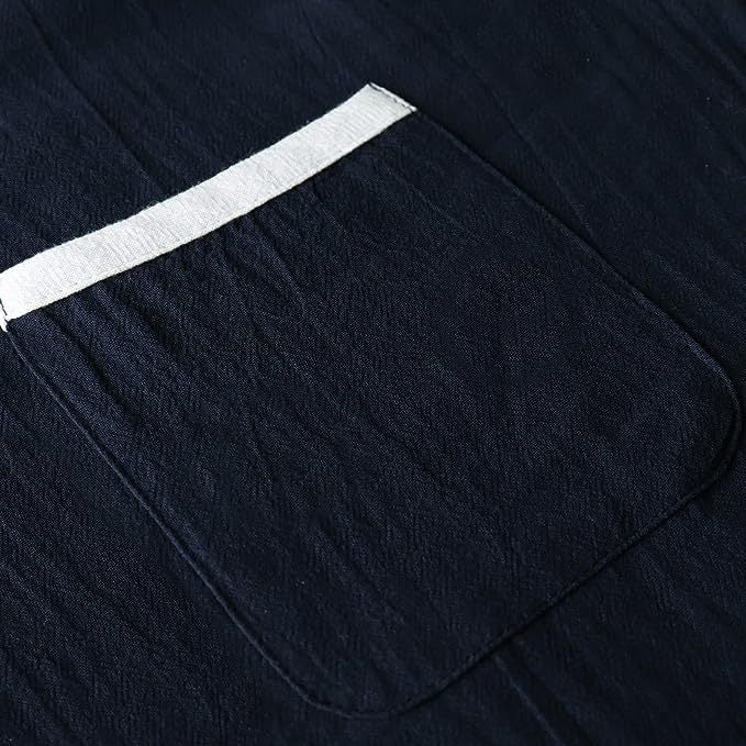Men's Cotton Linen Long Sleeve Henley Shirt