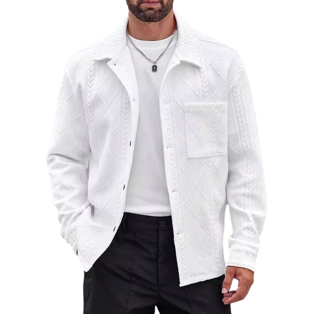 Men's Jacquard Knit Lapel Cardigan Jacket