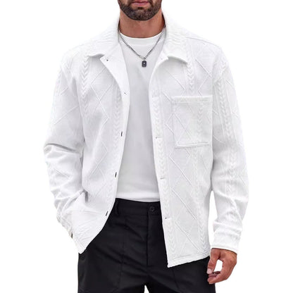 Men's Jacquard Knit Lapel Cardigan Jacket