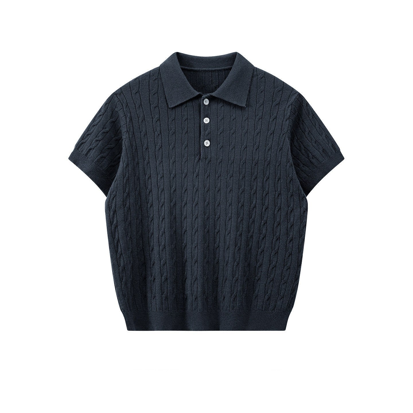 Men's Textured Knit Short Sleeve Polo Shirt