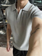 Men's Seagull V-Neck Knit Short Sleeve Polo Shirt