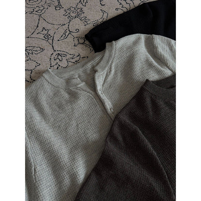 Men's Henley Collar Knit Short Sleeve Polo Shirt