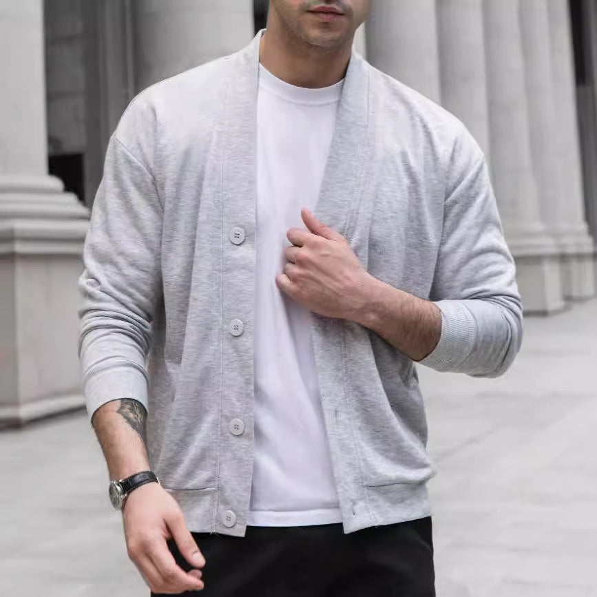 Men's Solid Color Single-Breasted Casual Jacket