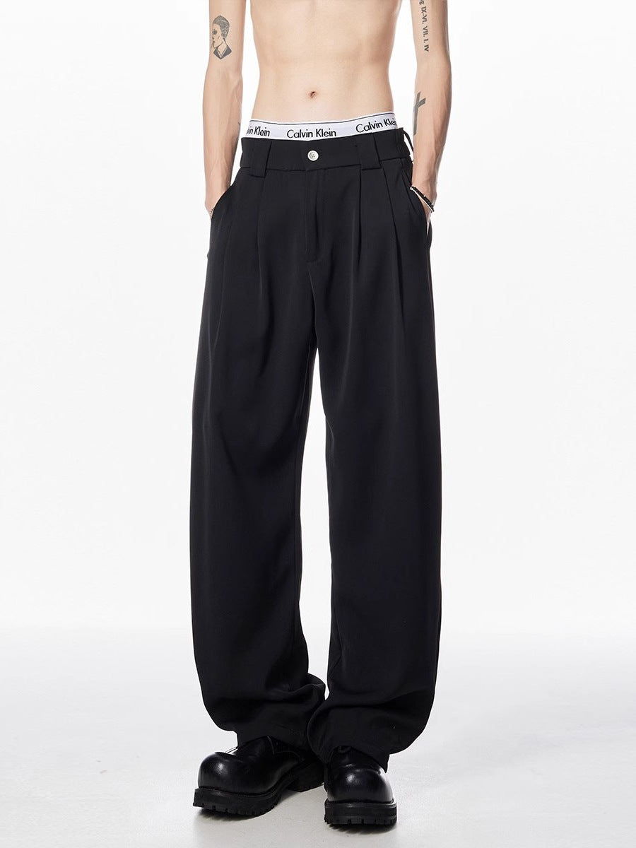 Men's Draped Wide-Leg Casual Pants