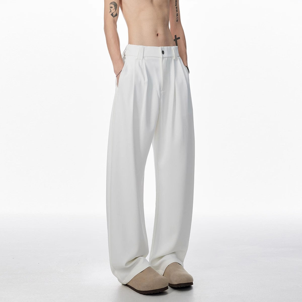 Men's Draped Wide-Leg Casual Pants