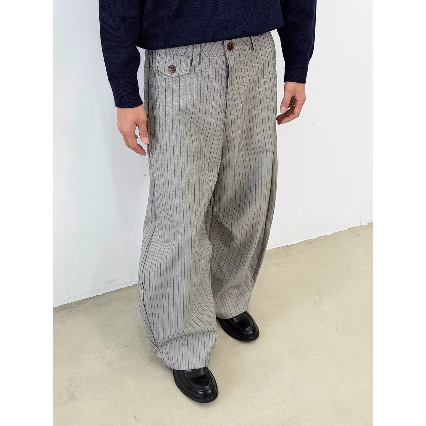 Men's Striped Wide-Leg Casual Pants
