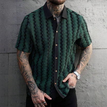 Men's Checkered Knit Short Sleeve Shirt