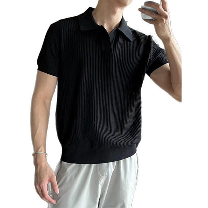 Men's Seagull V-Neck Knit Short Sleeve Polo Shirt