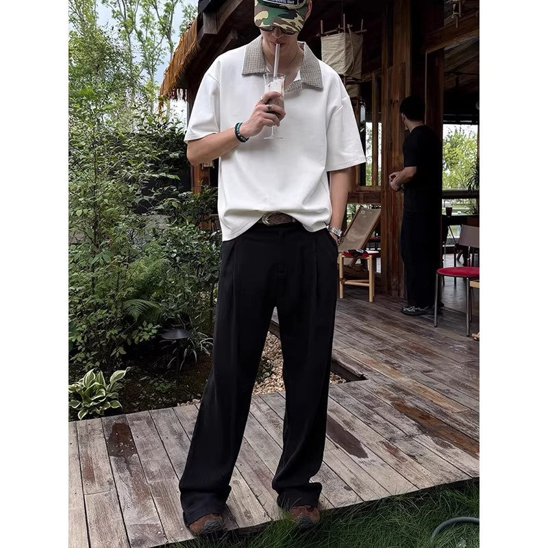 Men's Linen Blend Wide-Leg Casual Pants