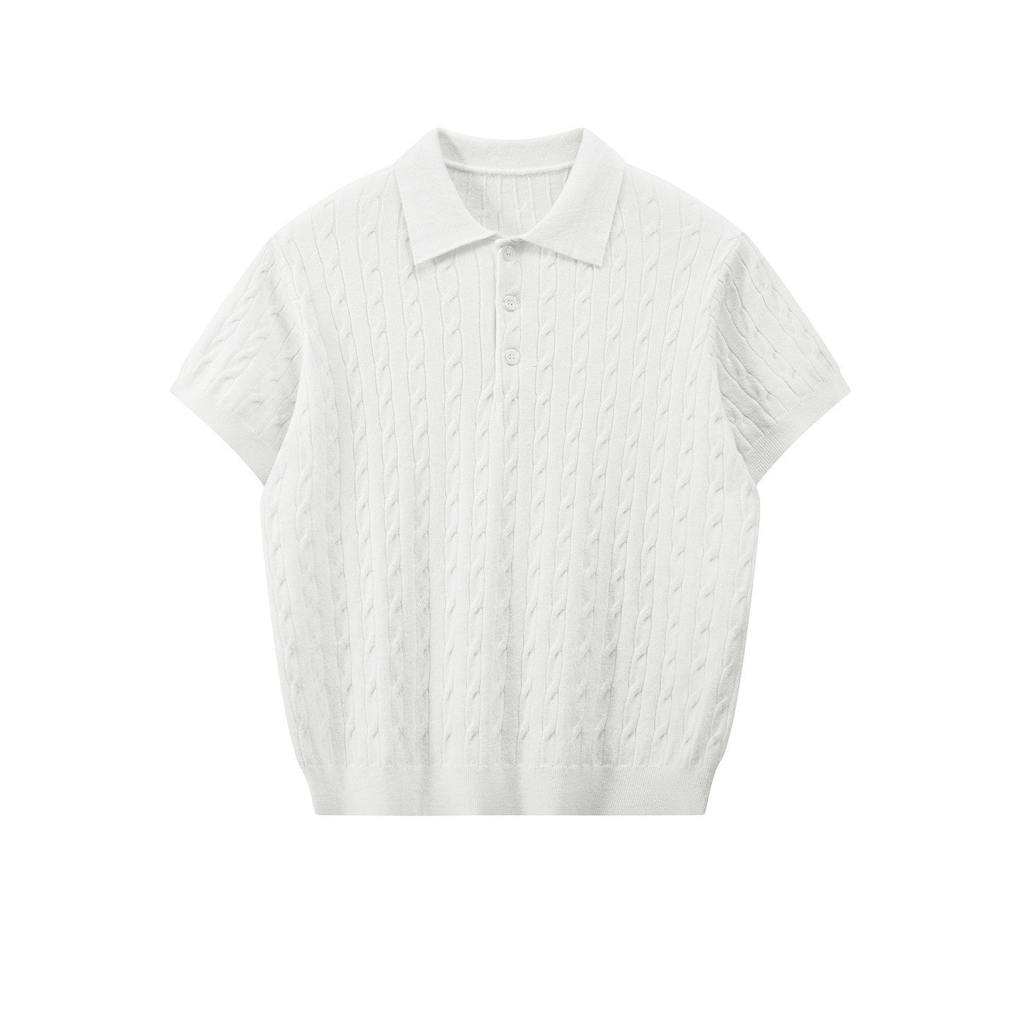 Men's Textured Knit Short Sleeve Polo Shirt