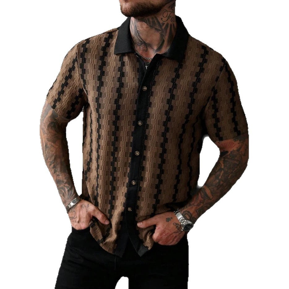 Men's Checkered Knit Short Sleeve Shirt