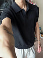 Men's Seagull V-Neck Knit Short Sleeve Polo Shirt