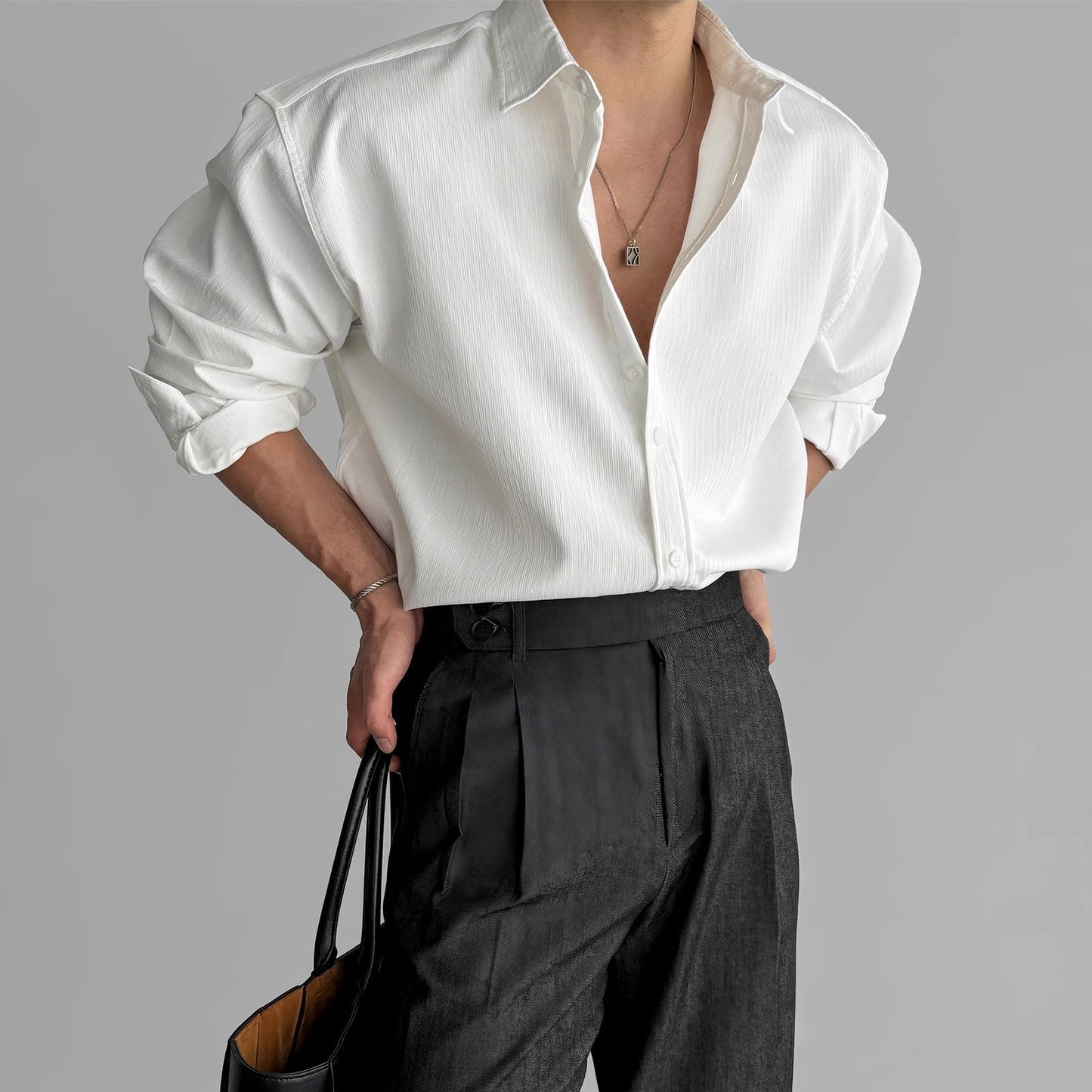 Men's Vertical Stripe Long Sleeve Button Shirt