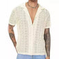 Men's Sheer Lace Short Sleeve Button Shirt