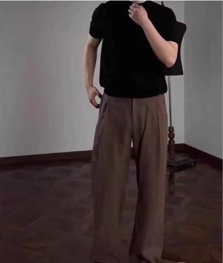 Men's Linen Blend Wide-Leg Casual Pants