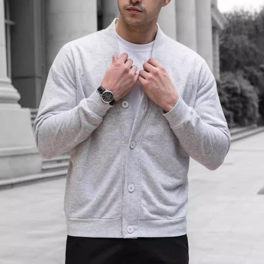 Men's Solid Color Single-Breasted Casual Jacket
