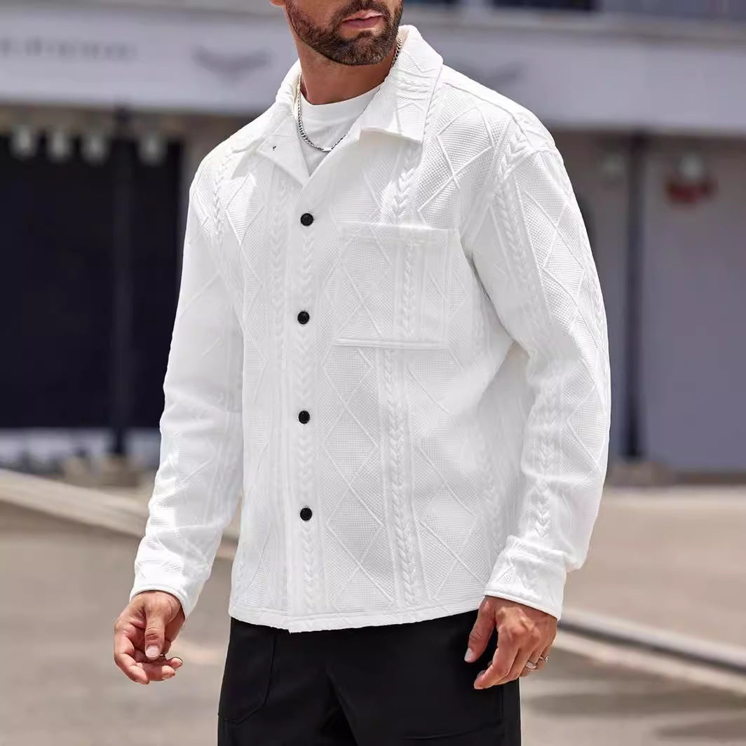 Men's Jacquard Knit Lapel Cardigan Jacket