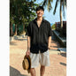 Men's Linen Blend Short Sleeve Spliced Shirt
