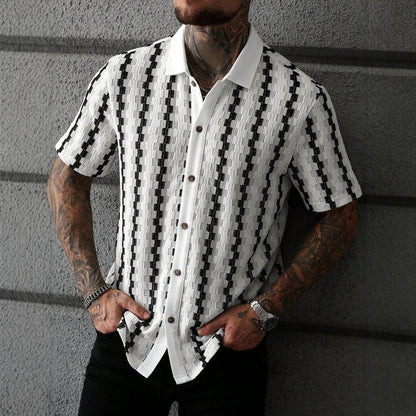 Men's Checkered Knit Short Sleeve Shirt