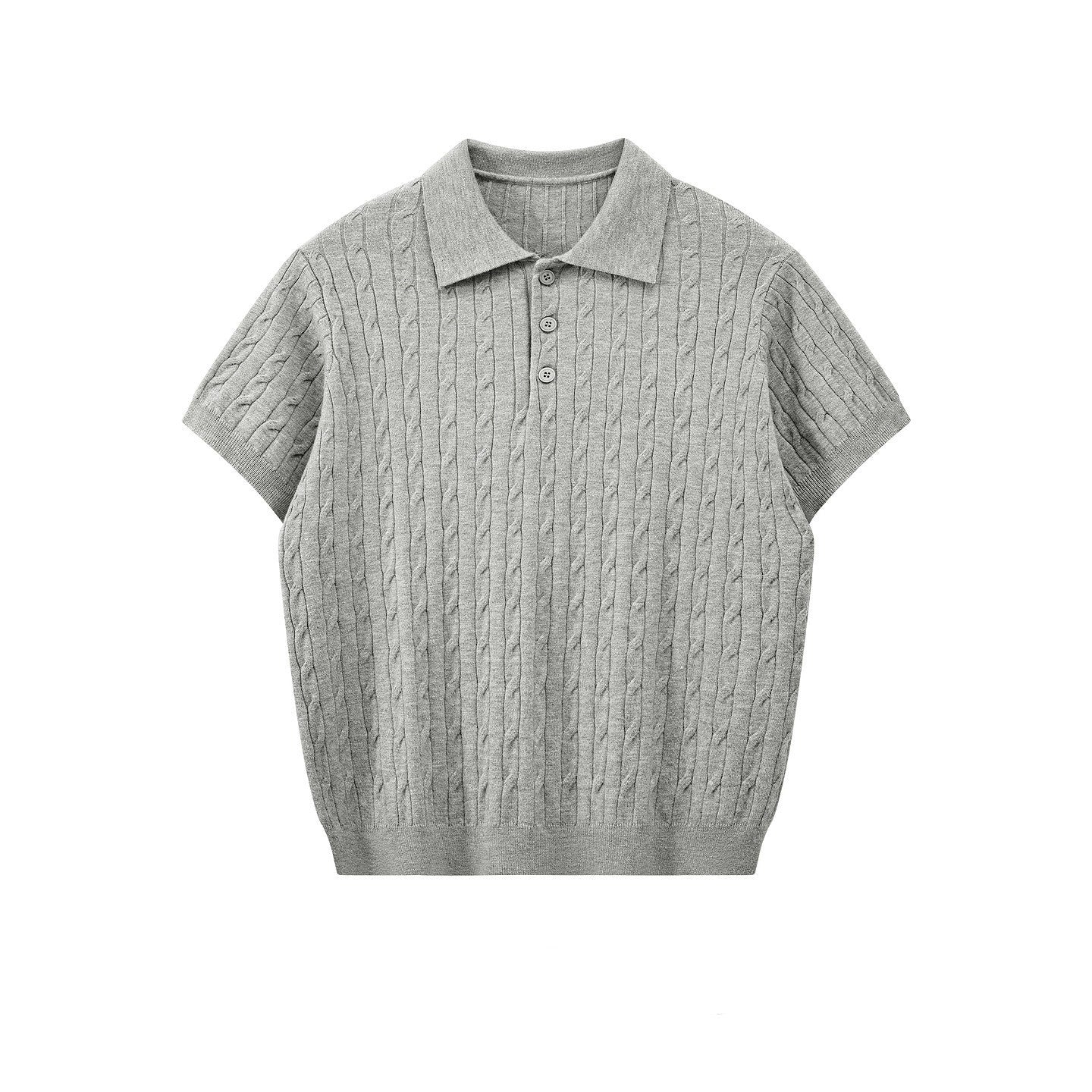 Men's Textured Knit Short Sleeve Polo Shirt