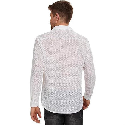 Men's Lace Mesh Long Sleeve Shirt