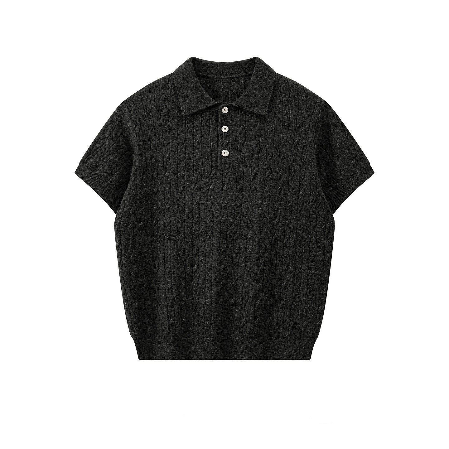 Men's Textured Knit Short Sleeve Polo Shirt
