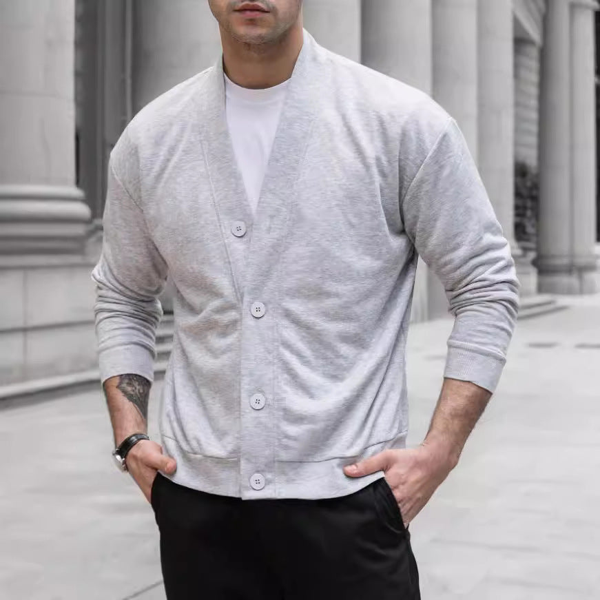 Men's Solid Color Single-Breasted Casual Jacket