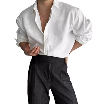 Men's Vertical Stripe Long Sleeve Button Shirt