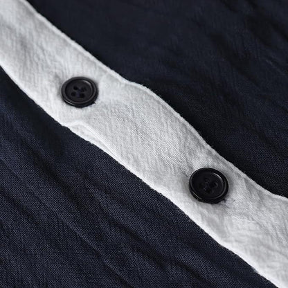 Men's Cotton Linen Long Sleeve Henley Shirt