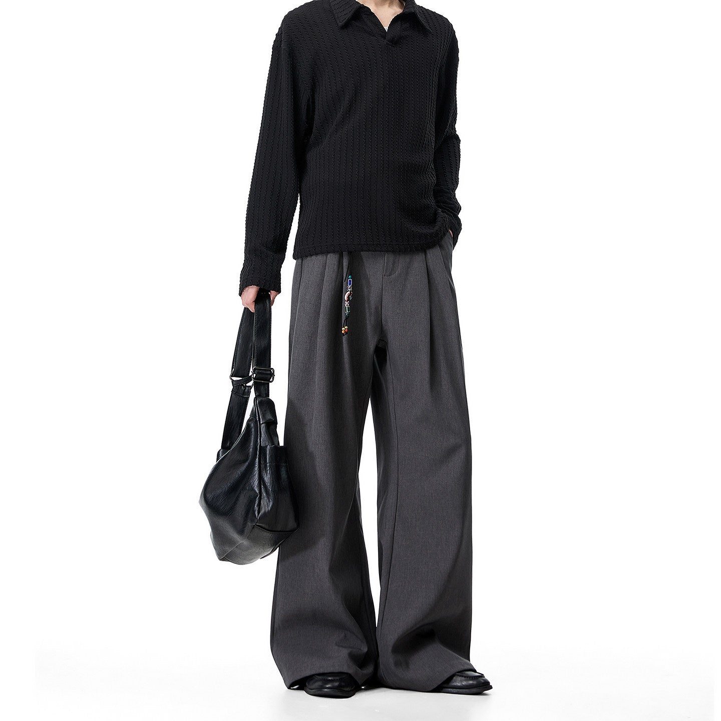 Men's Double Pleated Straight-Leg Trousers