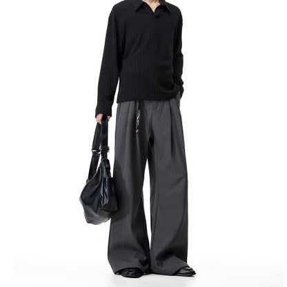 Men's Double Pleated Straight-Leg Trousers