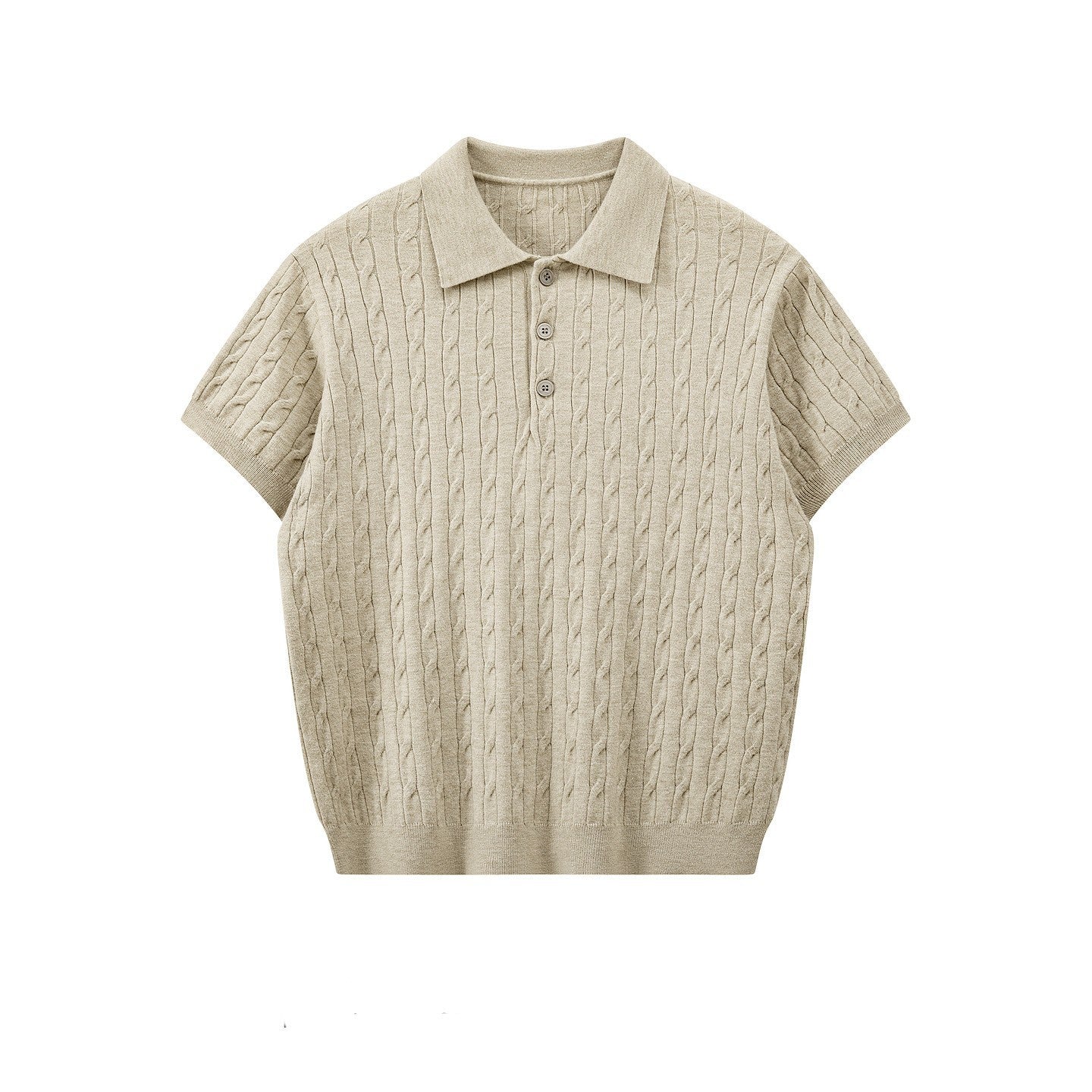 Men's Textured Knit Short Sleeve Polo Shirt