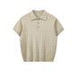 Men's Textured Knit Short Sleeve Polo Shirt