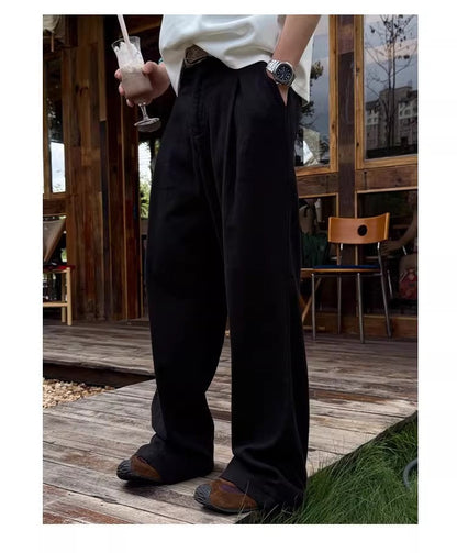 Men's Linen Blend Wide-Leg Casual Pants
