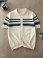 Men's Diamond Jacquard Short Sleeve Knit Sweater
