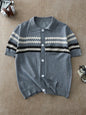 Men's Diamond Jacquard Short Sleeve Knit Sweater