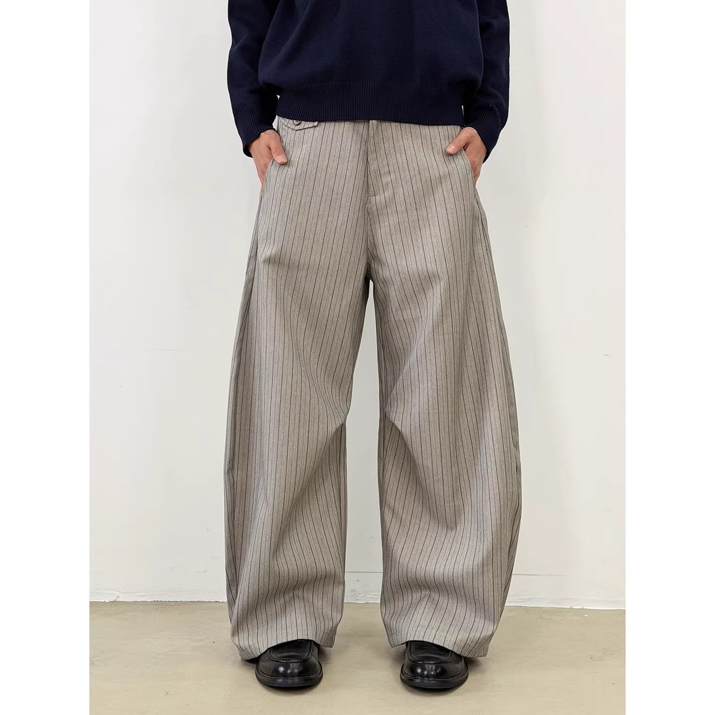 Men's Striped Wide-Leg Casual Pants