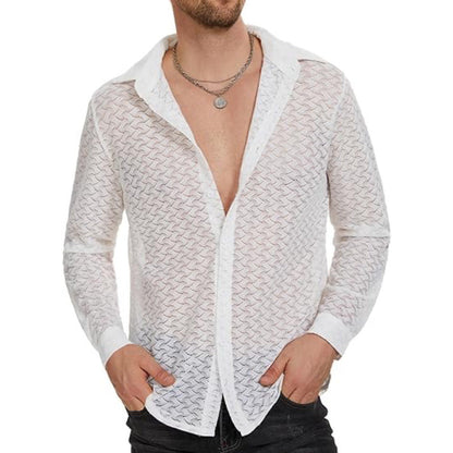 Men's Lace Mesh Long Sleeve Shirt