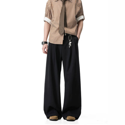 Men's Double Pleated Straight-Leg Trousers