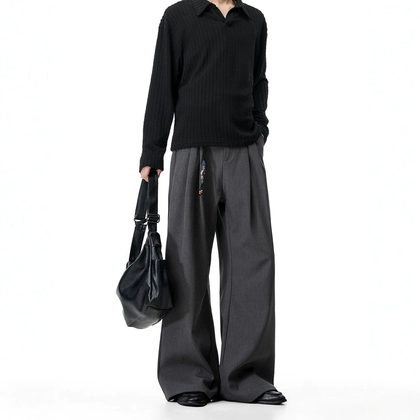 Men's Double Pleated Straight-Leg Trousers