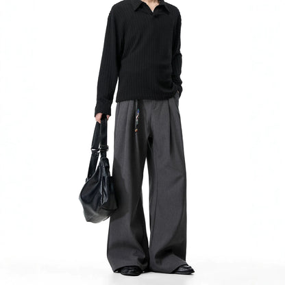 Men's Double Pleated Straight-Leg Trousers