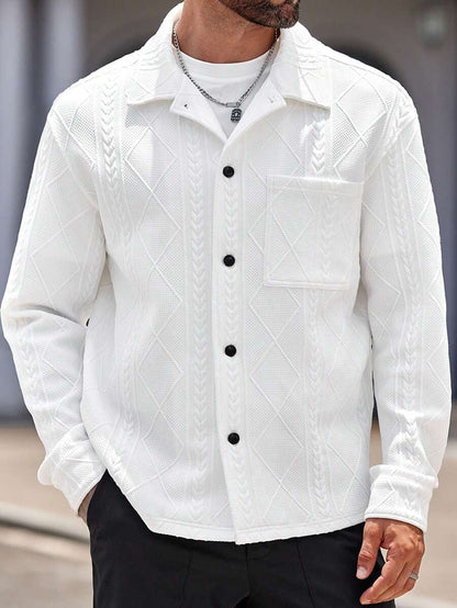 Men's Jacquard Knit Lapel Cardigan Jacket