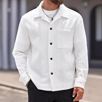 Men's Jacquard Knit Lapel Cardigan Jacket
