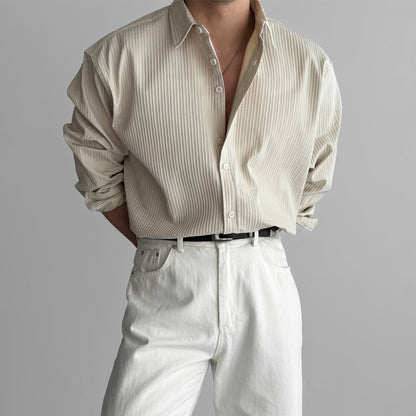 Men's Vertical Stripe Long Sleeve Button Shirt