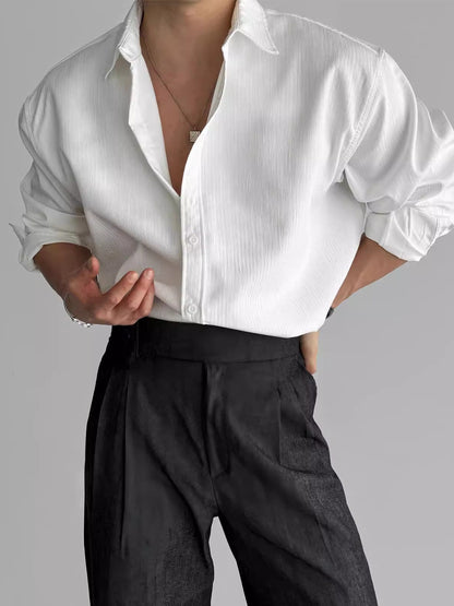 Men's Vertical Stripe Long Sleeve Button Shirt